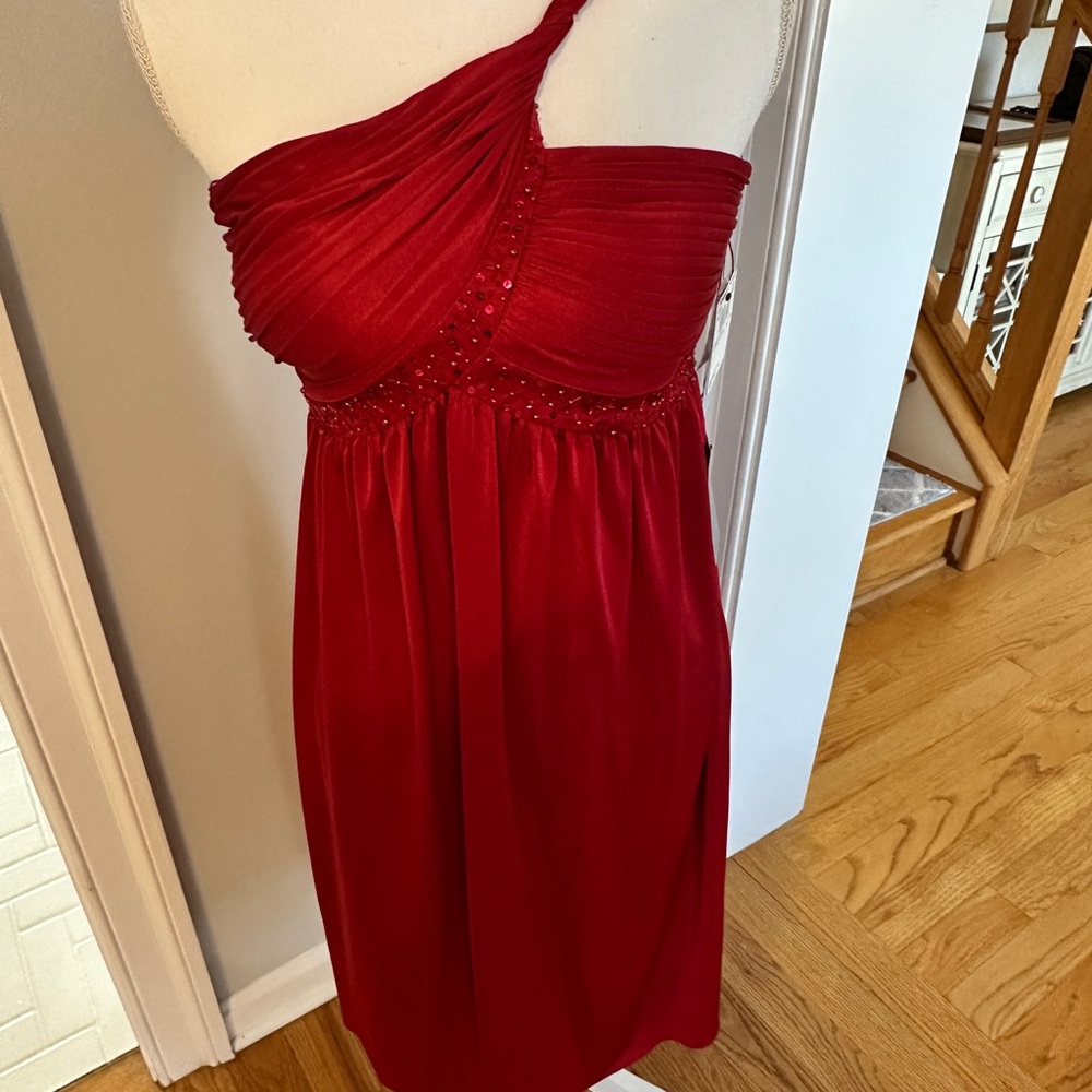 Adrianna Papell One-Shoulder Red Dress